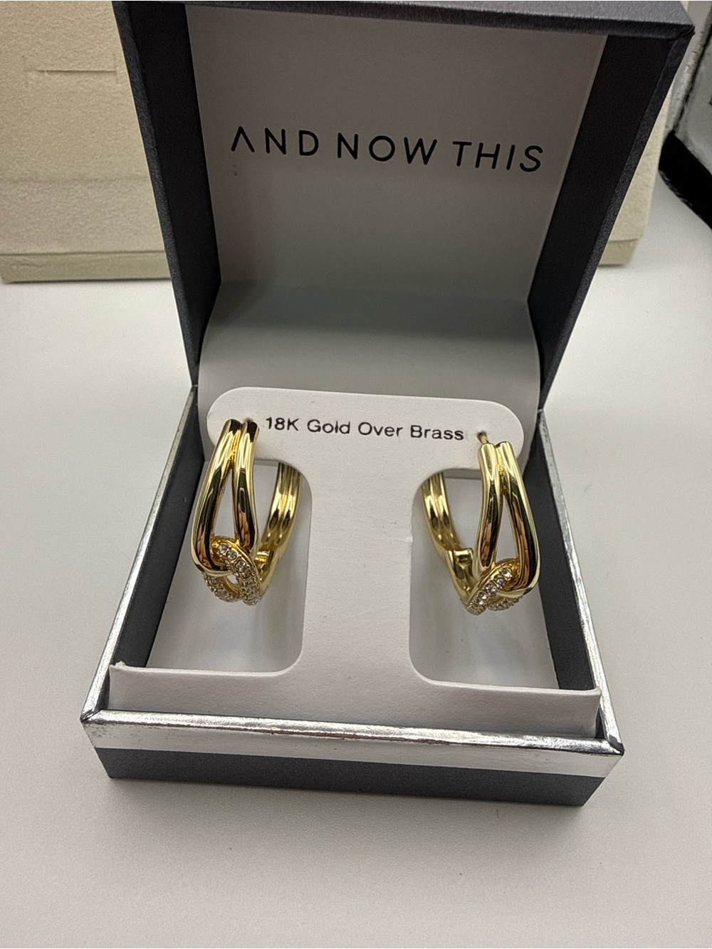 18K Gold Over Brass Twisted Hoop Earrings - Gold